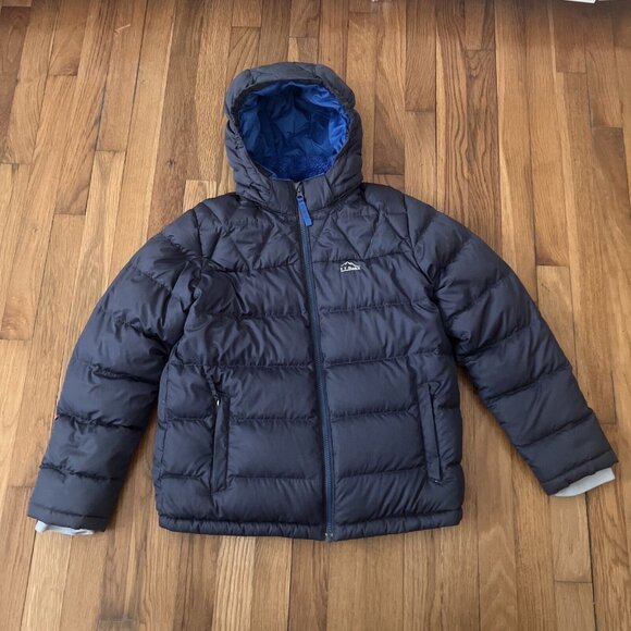 L.L.Bean Other - LL Bean Kids Down Hooded Winter Jacket Fleece Lined Quilted Gray Size L 14-16